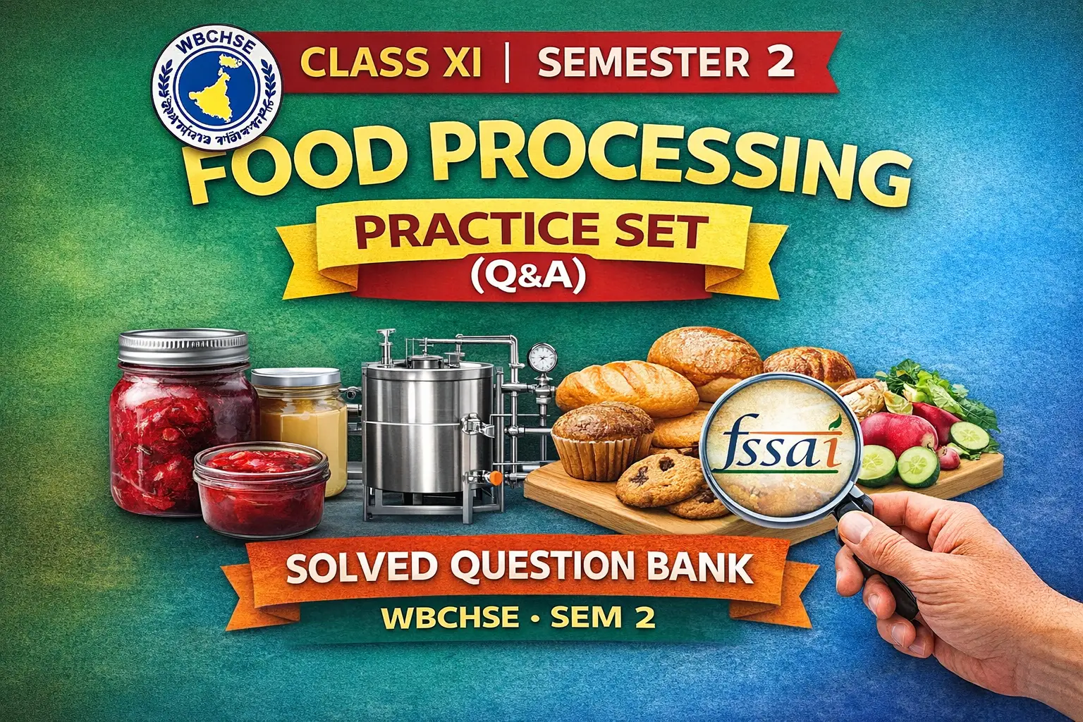 Food Processing practice set thumbnail for WBCHSE Class XI Semester 2 (Q&A)